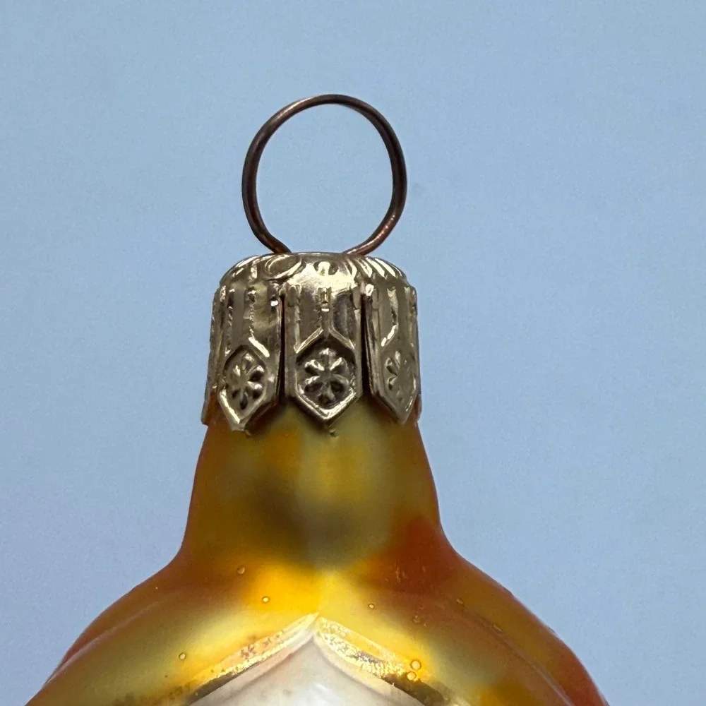 Vintage Glass‎ Angel Christmas Ornament Trumpet Purple Gold West Germany